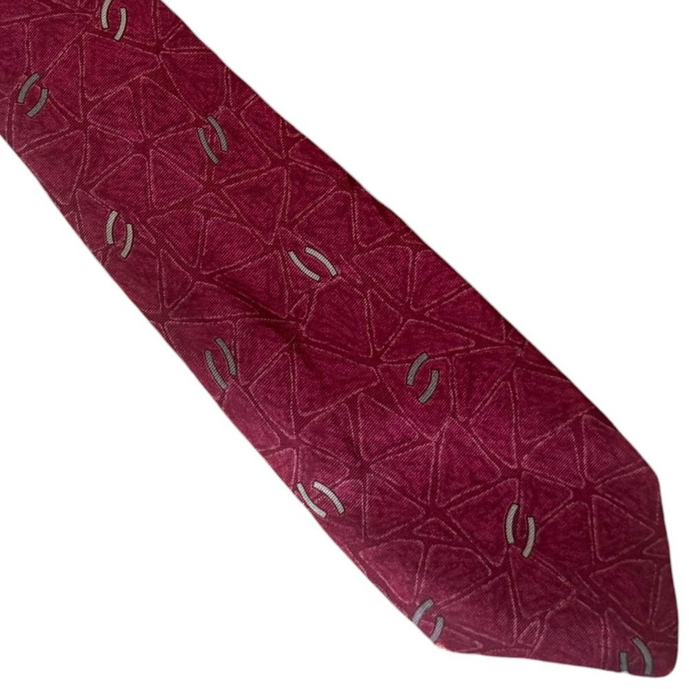 Valentino Garavani Silk Tie Burgundy Geometric Designer Mens Necktie Italy Vtg‎